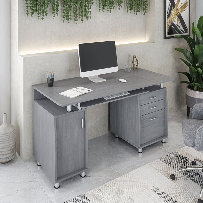 パソコンデスク グレー Zipcode Design™ Harris 48'' Floating Computer Desk with Drawers